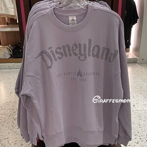 Disneyland Resort Logo Rhinestone Sweatshirt Lilac Lavender NEW